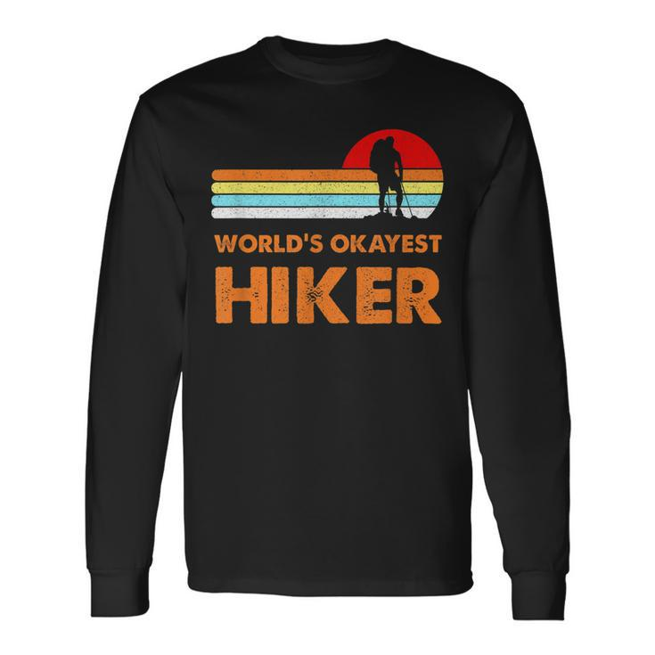 Worlds Okayest Hiker Vintage Retro Hiking Camping Men Long Sleeve T-Shirt