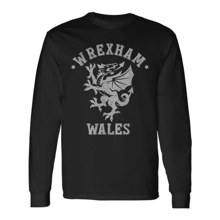 Wrexham Wales Retro Vintage V4 Men Women Long Sleeve T-Shirt T-shirt Graphic Print - Thegiftio
