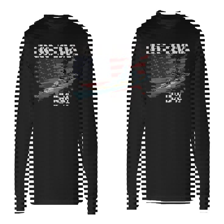 Ww2 American Battleship Uss Iowa Warship Bb-61 Veterans Long Sleeve T-Shirt