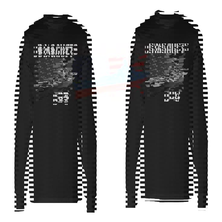 Ww2 American Battleship Uss Massachusetts Bb-59 Warships Long Sleeve T-Shirt
