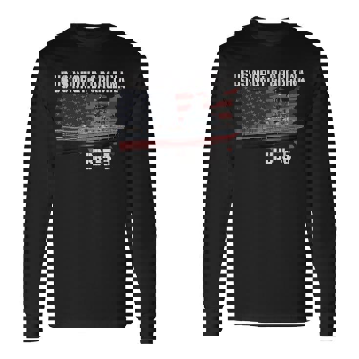 Ww2 American Battleship Uss North Carolina Bb-55 Warships Long Sleeve T-Shirt