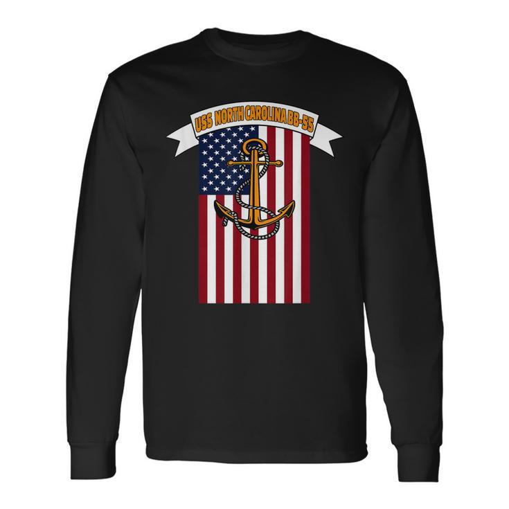 Ww2 Battleship Uss North Carolina Bb-55 Warship Veteran Dad Long Sleeve T-Shirt