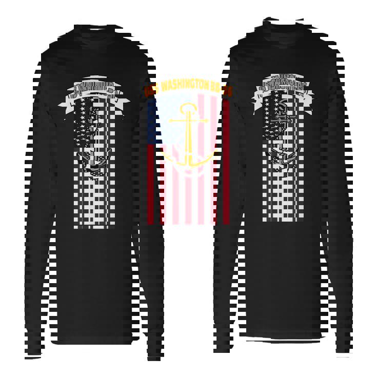 Ww2 Battleship Uss Washington Bb-56 Warship Veteran Dad Son Long Sleeve T-Shirt