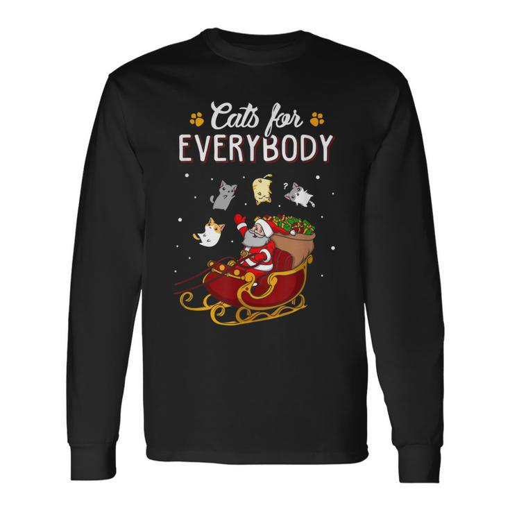 Xmas Cats For Everybody Cat Christmas Ugly Christmas  Men Women Long Sleeve T-shirt Graphic Print Unisex