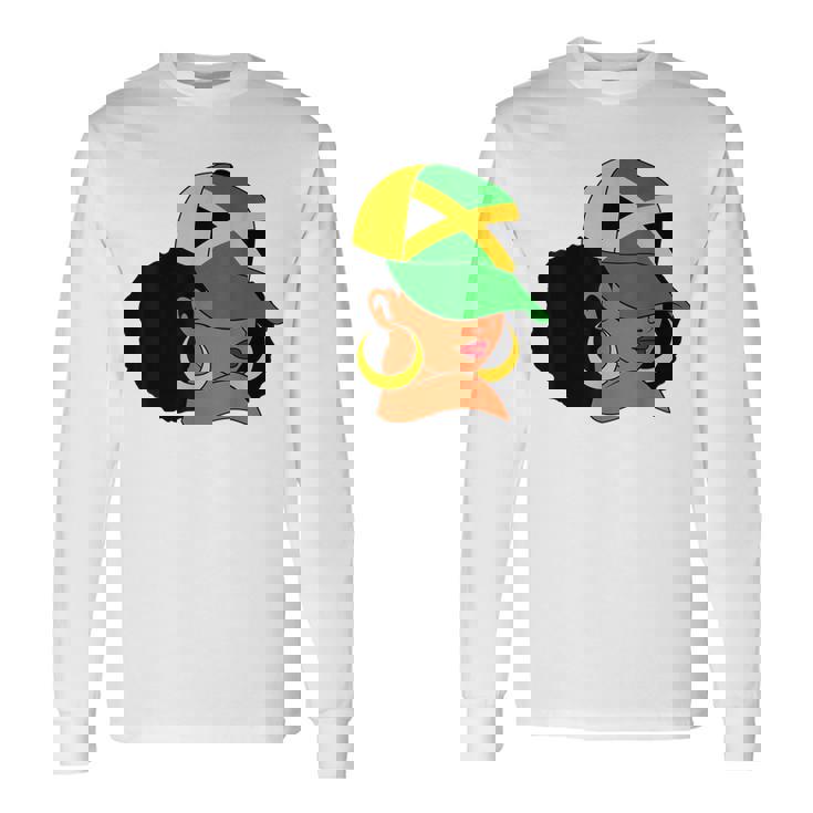 Afro Patriotic Jamaica Flag Jamaica Girls Rock Jamaica Long Sleeve T-Shirt