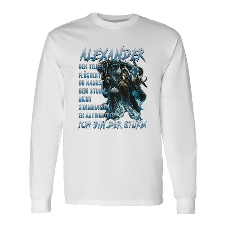 Alexander - Der Sturm Herren Langarmshirts, Mystisches Wolfsmotiv Geschenkideen