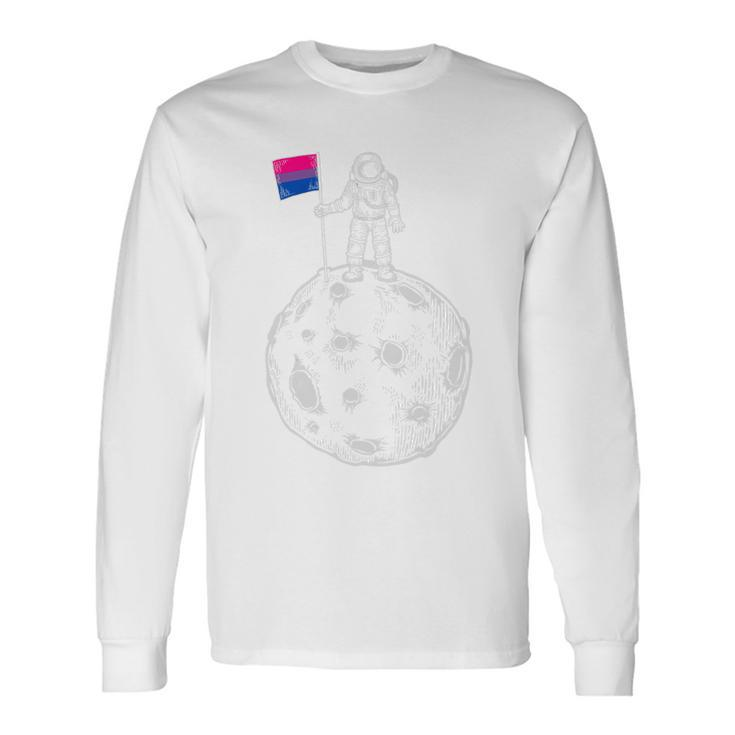 Astronaut Moon Bisexual Flag Space Lgbtq Gay Pride Long Sleeve T-Shirt