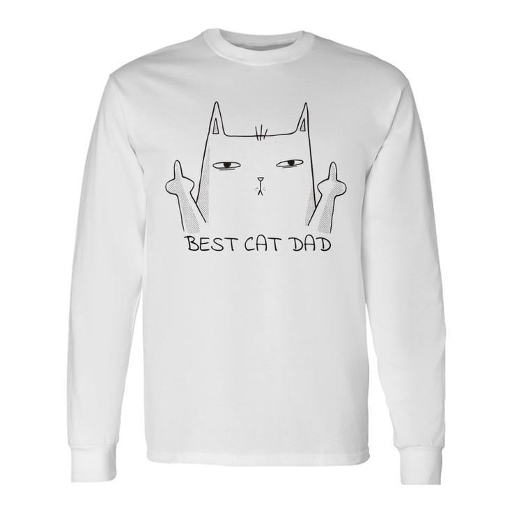 Best Cat Dad Middle Finger Cat Men's Back Print T-shirt