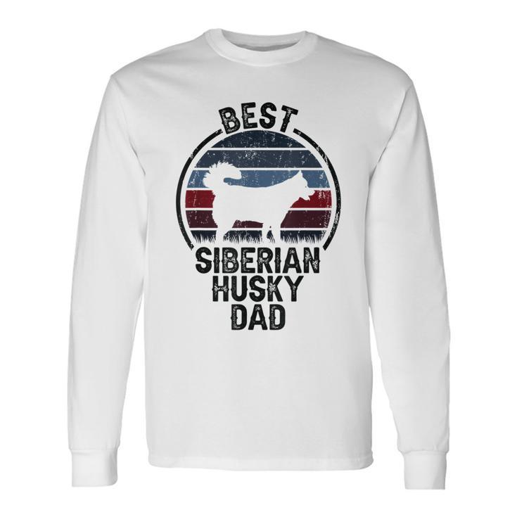 Best Dog Father Dad Vintage Siberian Husky Long Sleeve T-Shirt Gifts ideas