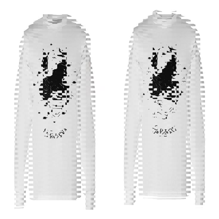 Black Capricorn Zodiac Sign Long Sleeve T-Shirt