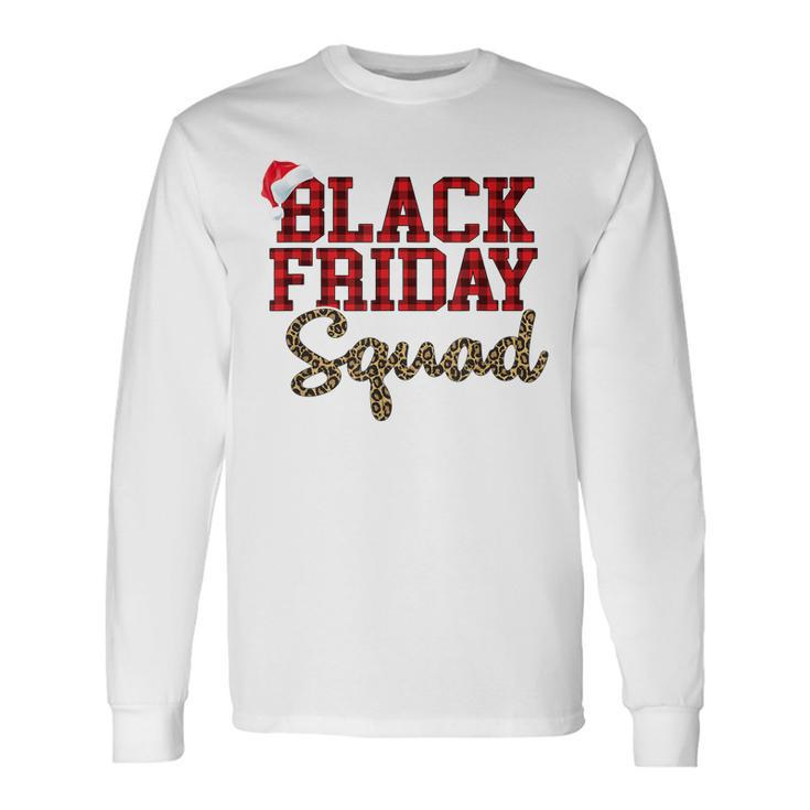 Black Friday Squad Buffalo Plaid Leopard Printed Long Sleeve T-Shirt T-Shirt