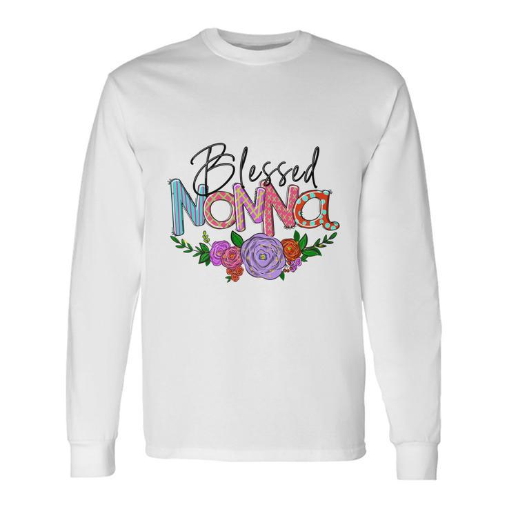 Blessed Nonna Graphic First Time Grandma Shirt Plus Size Shirts For Girl Mom Son Long Sleeve T-Shirt