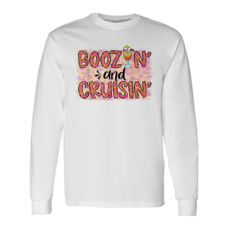 Boozin And Cruisin Leopard Cruise Vacation Trip Long Sleeve T-Shirt