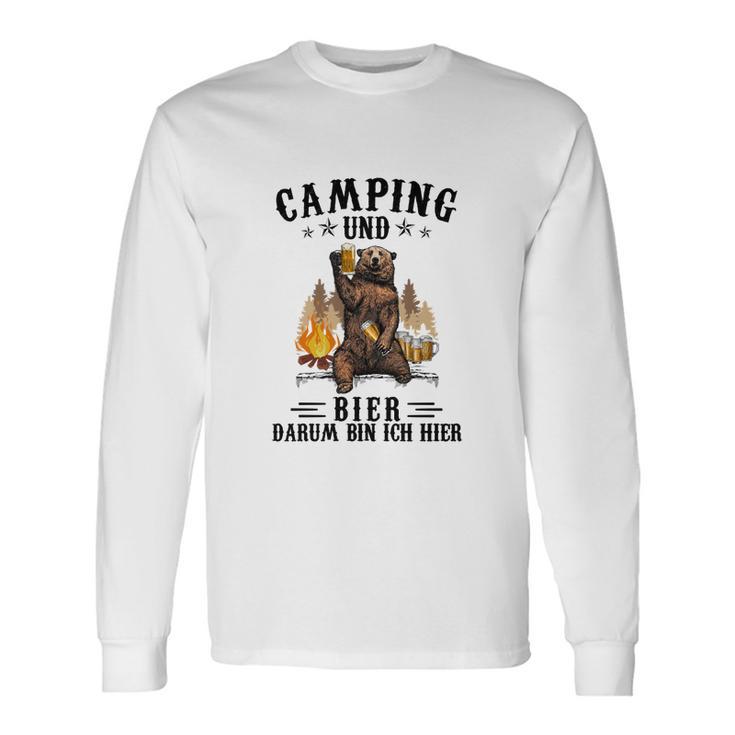 Camping und Bier Herren Langarmshirts, Lustiges Outdoor Freizeitshirt Geschenkideen