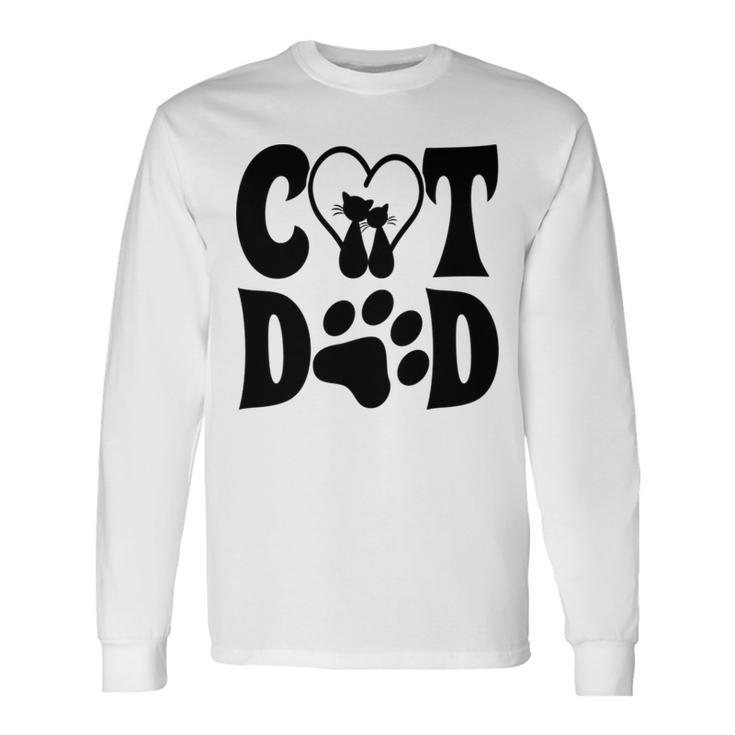 Cat Dad Heart Personalized Cat Dad Long Sleeve T-Shirt T-Shirt