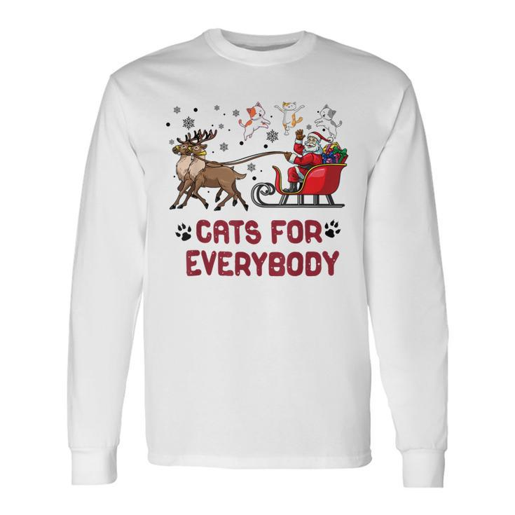 Cats For Everybody Ugly Christmas Cat Funny Xmas Favorite  Men Women Long Sleeve T-shirt Graphic Print Unisex