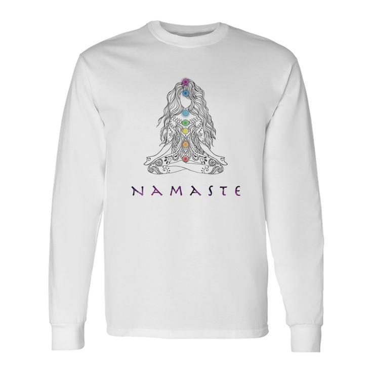 Chakra Meditation Herren Langarmshirts mit Namaste-Schriftzug, Spirituelles Design Geschenkideen