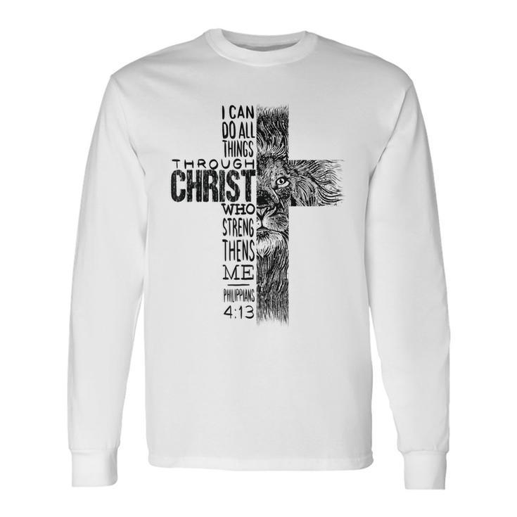 Christian Jesus Lion Of Tribe Judah Cross Lion Of Judah V3 Long Sleeve T-Shirt Gifts ideas