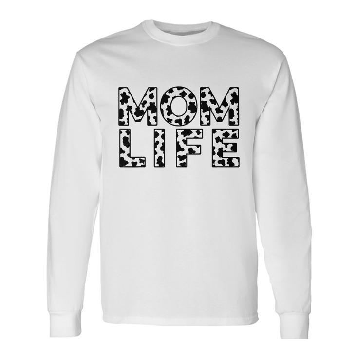 Cow Print Farm Life Mom Life Mama Long Sleeve T-Shirt Gifts ideas