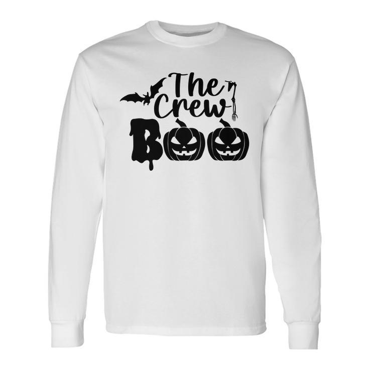 The Crew Boo Halloween Pumpkin Bat Men Women Long Sleeve T-Shirt T-shirt Graphic Print