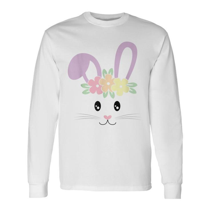 Cute Easter Bunny Face Pastel For Girls And Toddlers Long Sleeve T-Shirt T-Shirt