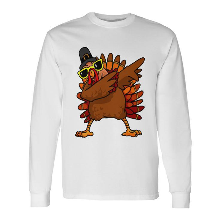 Dabbing Turkey Thanksgiving Cute Long Sleeve T-Shirt