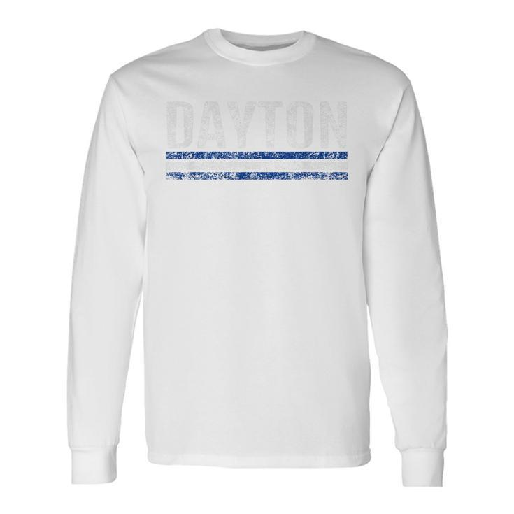Dayton Ohio Retro Vintage Weathered Throwback  Men Women Long Sleeve T-shirt Graphic Print Unisex
