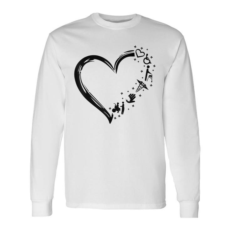 Disability Support Heart Helping Hands Disability Pride Long Sleeve T-Shirt