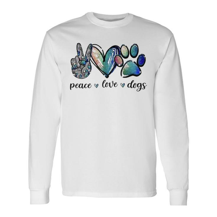Dog Lover Peace Love Dogs Puppy Paw Long Sleeve T-Shirt