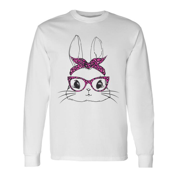 Easter Bunny Pink Leopard Glasses Mama Easter Girls Long Sleeve T-Shirt T-Shirt