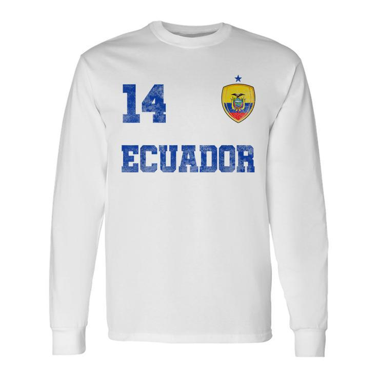 Ecuador Soccer Jersey Number Fourn Ecuadorian Flag Men Women Long Sleeve T-Shirt T-shirt Graphic Print