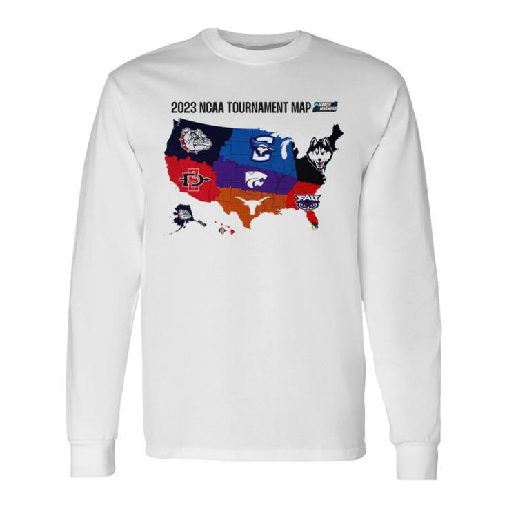 Elite 8 March Madness 2023 Ncaa Tournament Map Long Sleeve T-Shirt