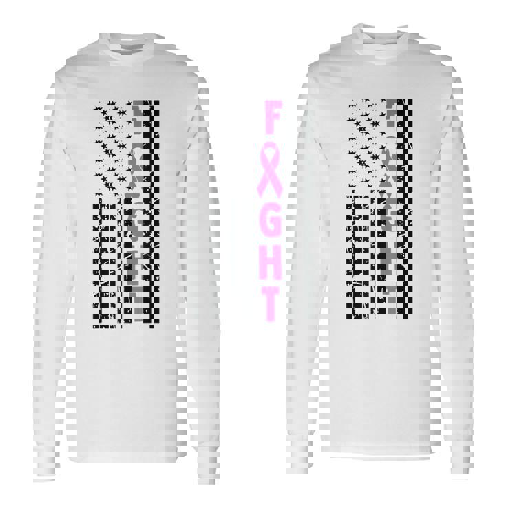 Fight Breast Survivor American Flag Breast Cancer Awareness Long Sleeve T-Shirt T-Shirt