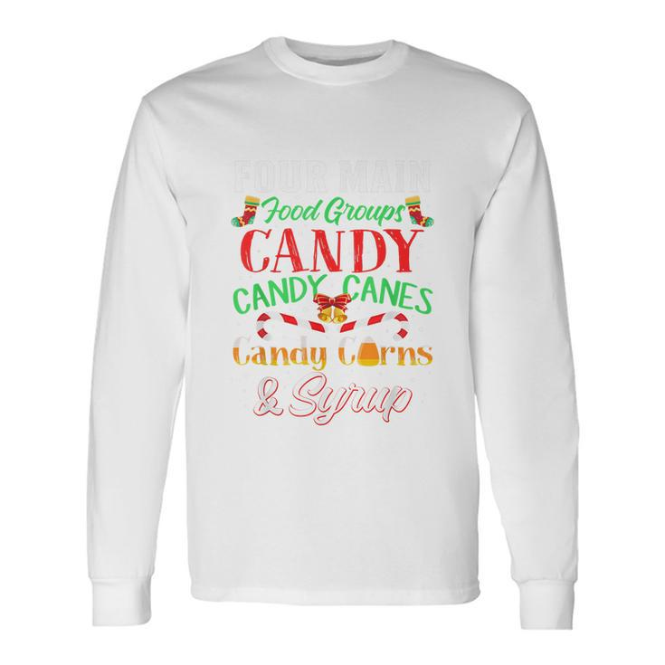 Four Main Food Groups Elf Buddy Christmas Pajama Shirt Xmas Long Sleeve T-Shirt