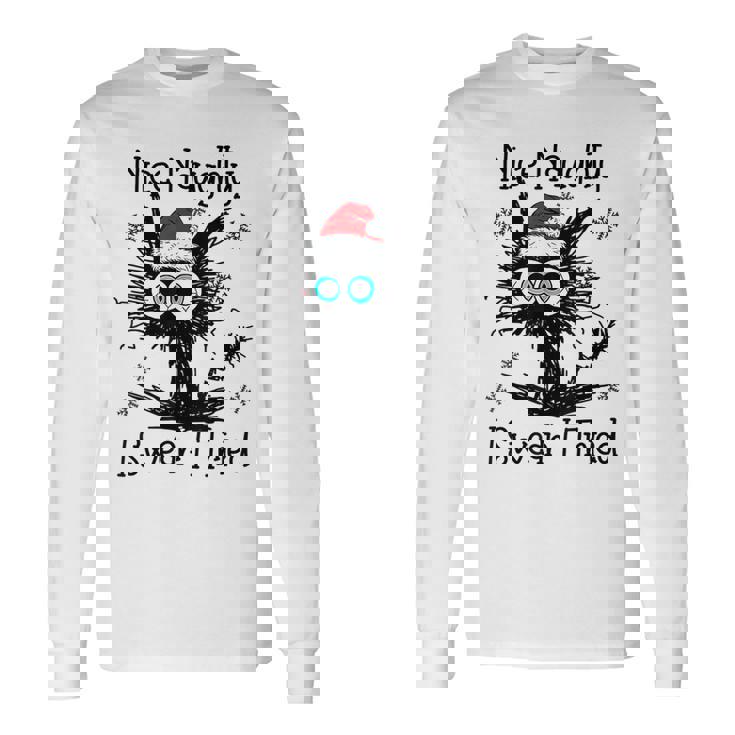 Funny Black Cat Nice Naughty I Swear I Tried Christmas Men Women