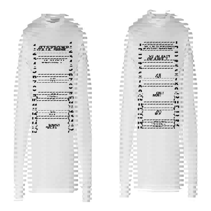 Hair Length Check Measurement Backprint Back Long Sleeve T-Shirt