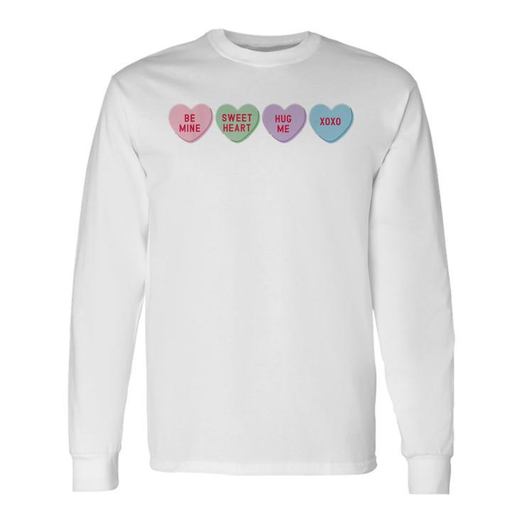 Happy Valentines Day Candy Conversation Hearts  Men Women Long Sleeve T-shirt Graphic Print Unisex