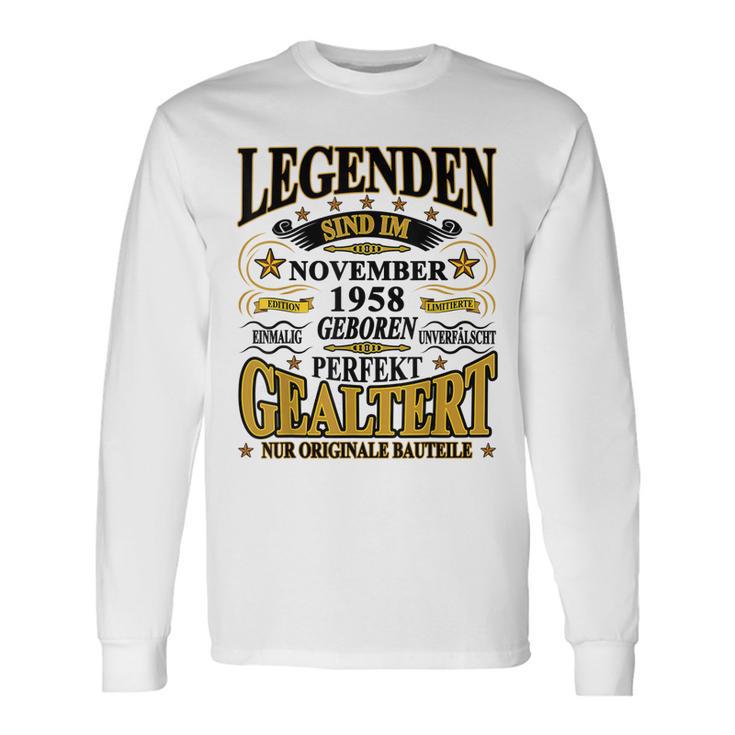 Legenden November 1958 Geburtstag Langarmshirts, 65 Jahre Lustiges Tee Geschenkideen