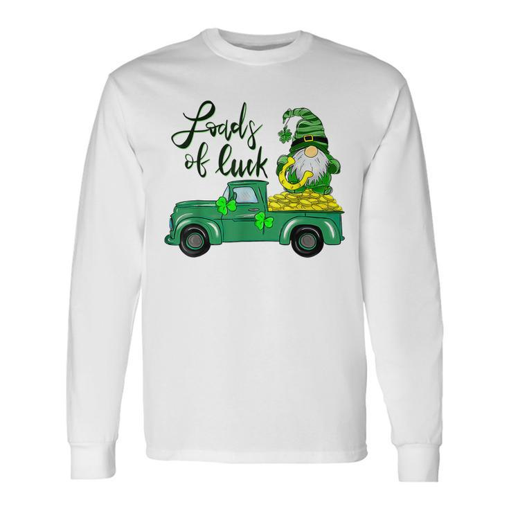 Loads Of Luck Truck Gnome St Patricks Day Shamrock Clover Long Sleeve T-Shirt Gifts ideas