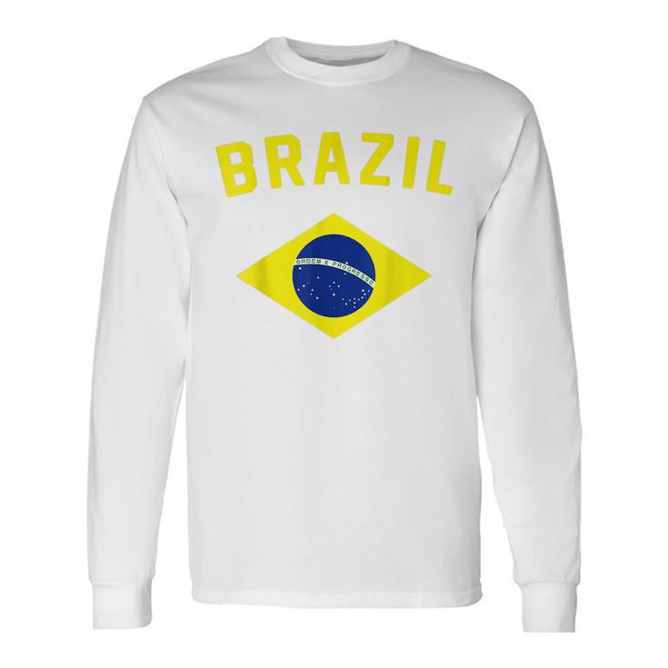 I Love Brazil Minimalist Brazilian Flag Men Women Long Sleeve T-Shirt T-shirt Graphic Print
