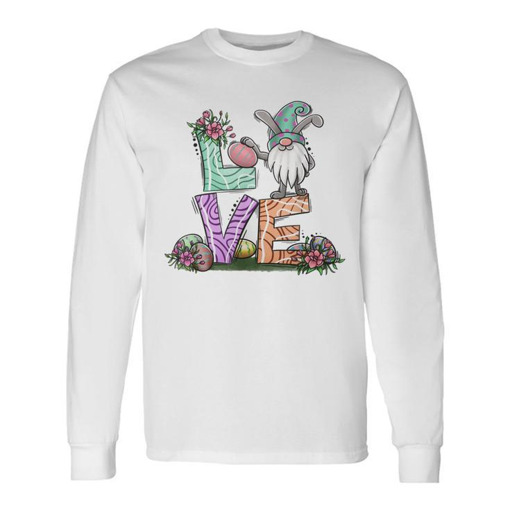 Love Teacher Life Easter Gnome Egg Hunting Basket Long Sleeve T-Shirt