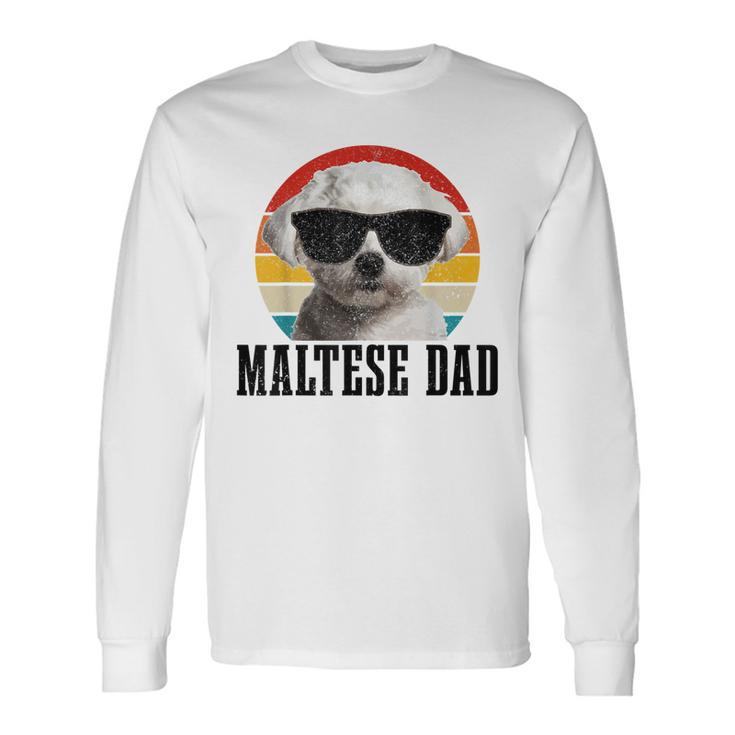 Maltese Dad Retro Vintage Dog Maltese Dad Long Sleeve T-Shirt