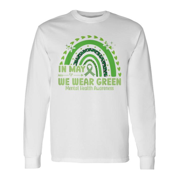 In May We Wear Green Semicolon Mental Health Awareness Month Long Sleeve T-Shirt T-Shirt