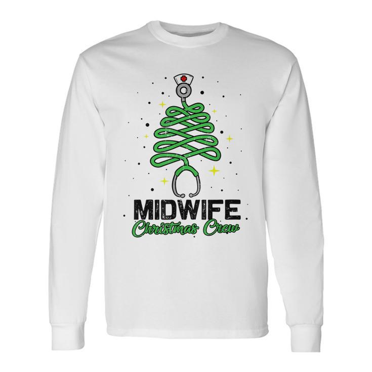Midwife Christmas Crew Cute Christmas Tree Xmas Lights Nurse  Men Women Long Sleeve T-shirt Graphic Print Unisex