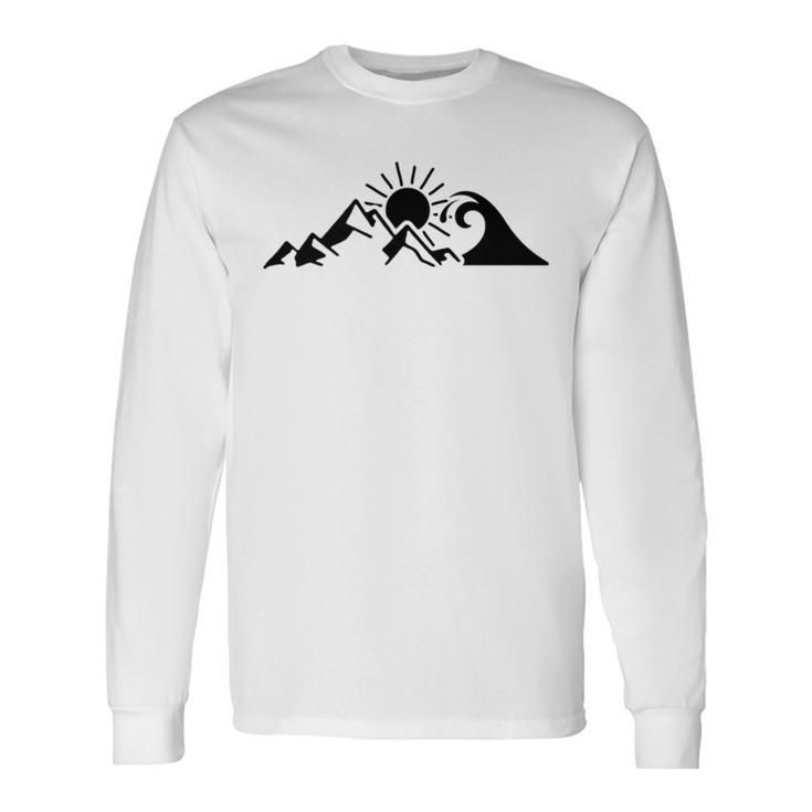Mountain Sun Wave Nature Hiking Surf Surfer Hiker Outdoor Long Sleeve T-Shirt T-Shirt