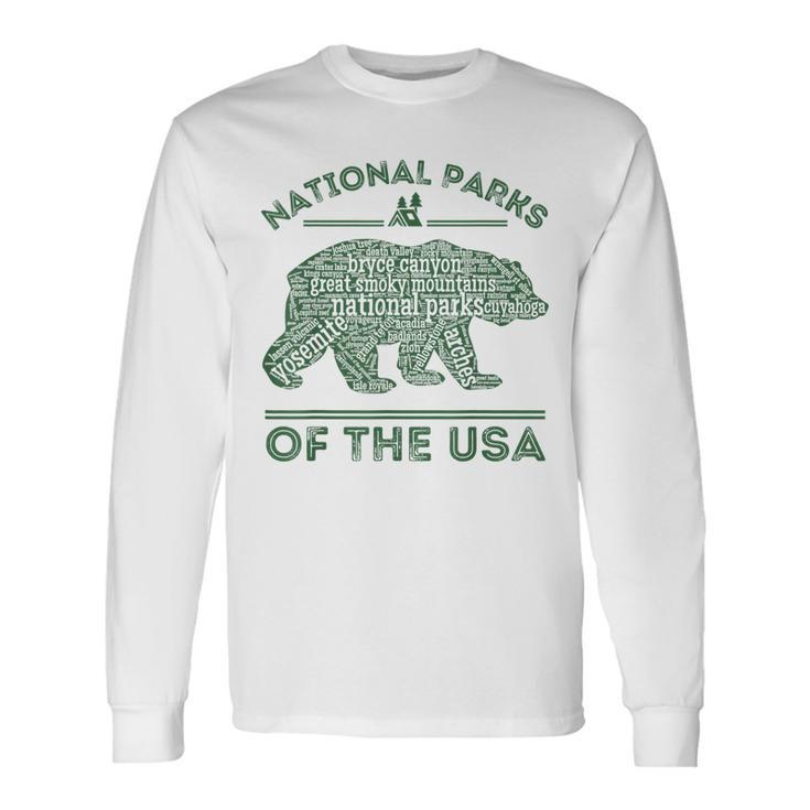 National Parks Bear Hiking Travel Camping Outdoors Retro Usa Long Sleeve T-Shirt T-Shirt