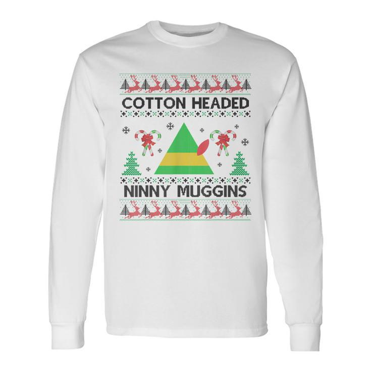 Ninny Gins Cotton Headed Funny Christmas Elf Holiday  V2 Men Women Long Sleeve T-shirt Graphic Print Unisex
