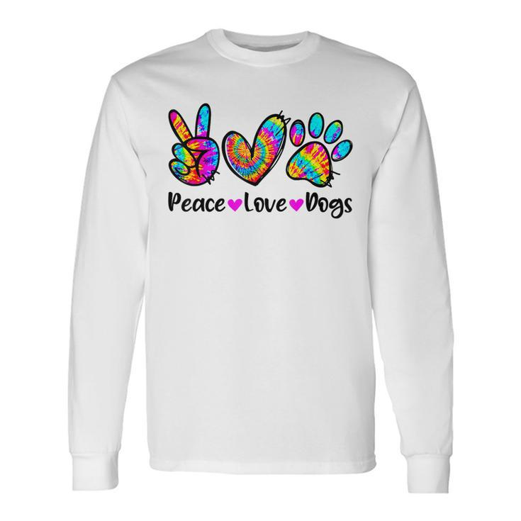 Peace Love Dogs Tie Dye Dog Paw Dog Mom Cute Long Sleeve T-Shirt T-Shirt