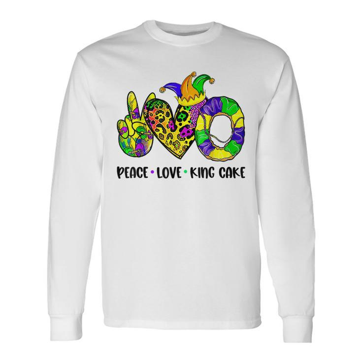 Peace Love King Cake Mardi Gras Carnival Costume Purple Long Sleeve T-Shirt