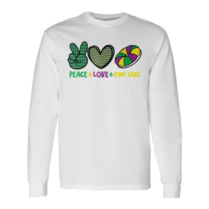 Peace Love King Cake Mardi Gras King Cake Long Sleeve T-Shirt
